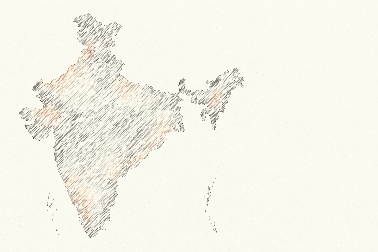 Line-art map of India showing evidenced Pooja World service locations